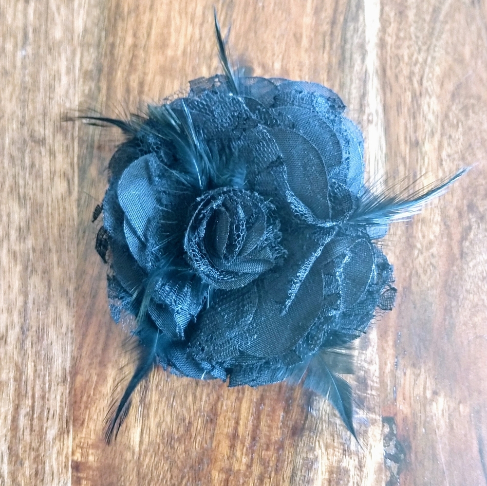 Black Flower Hair Clip
